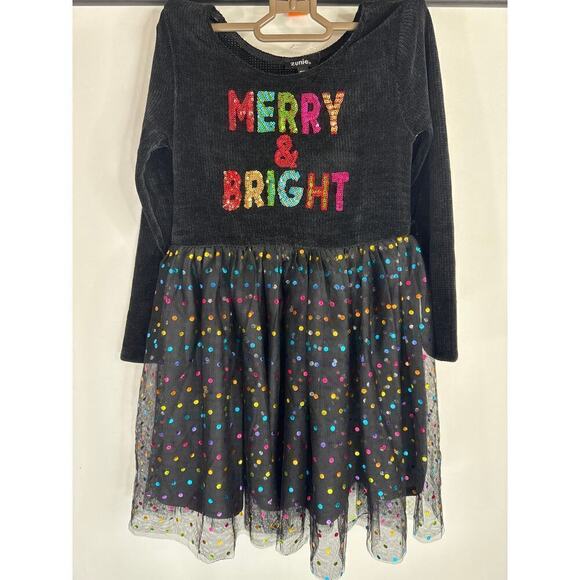 Zunie Merry & Bright Sequined Holiday Theme Polka‎ Dot Dress Girls Size 6X NWOT - Picture 1 of 8